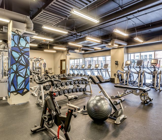 fitness gym are one of many amenities at thiese apartments with amenities near Ball State